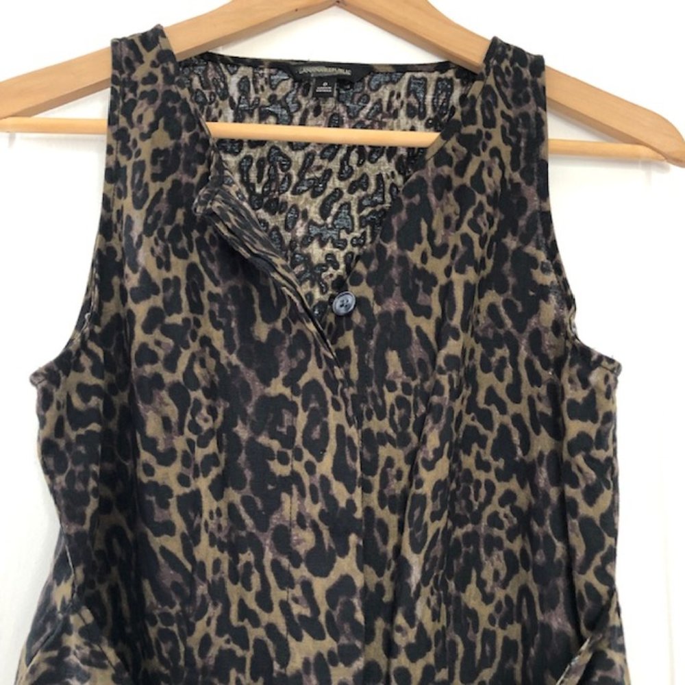Banana Republic Womens Linen Blend Leopard Jumpsuit Size 0 - Picture 5 of 13